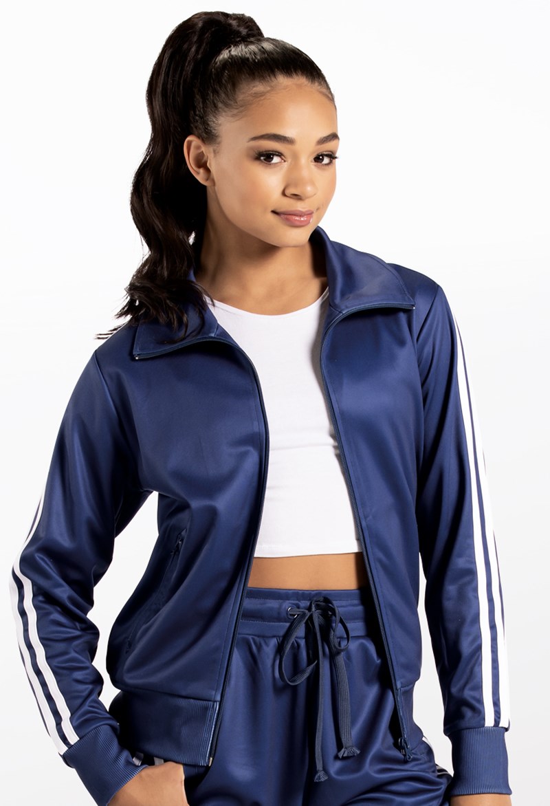 Stripe Sleeve Track Jacket – Navy – Large Child – Dance Top AH Stripe Sleeve Track Jacket – Navy – Large Child – Dance Top AH
