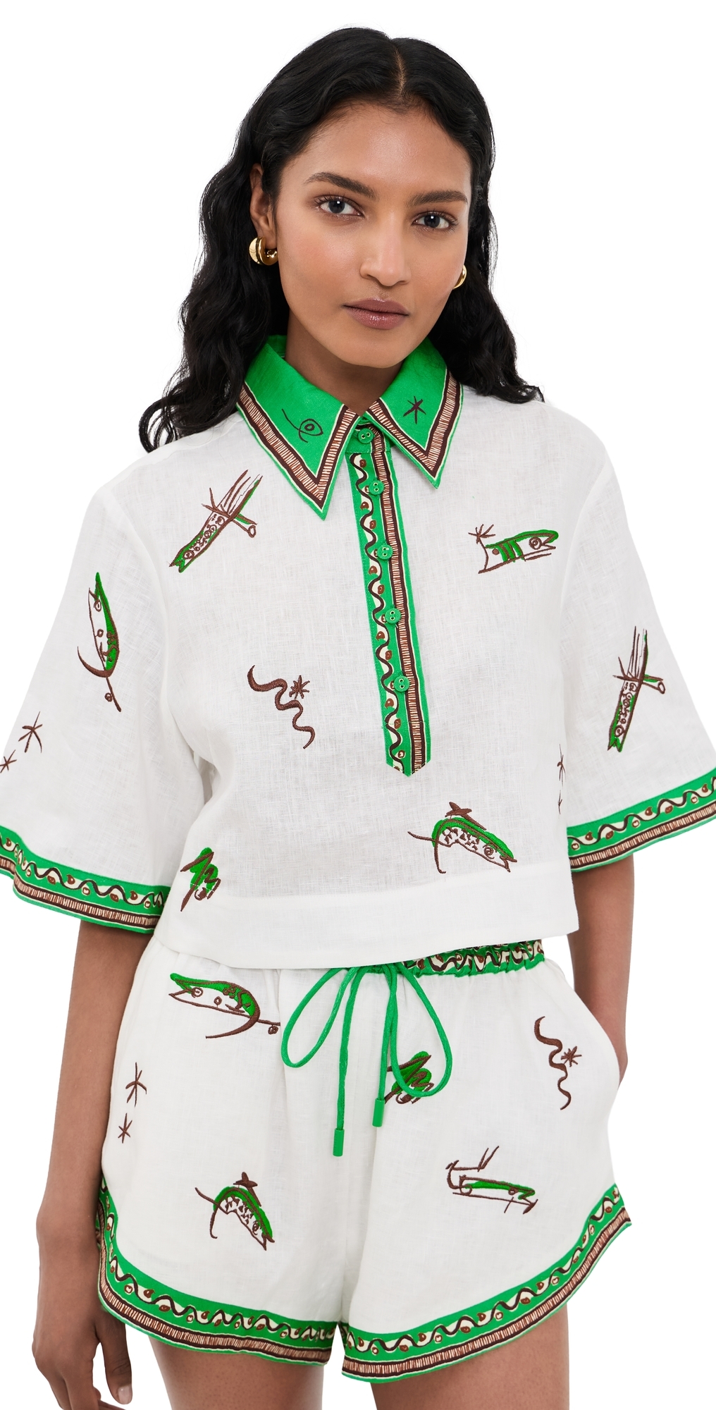 ALÉMAIS Wanda Linen Cropped Shirt Ivory
