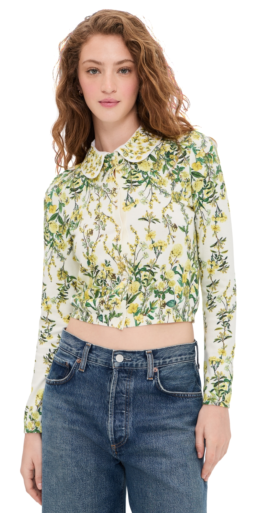 ALICE + OLIVIA Carson Printed Cardigan Fresh Air Butter ALICE + OLIVIA Carson Printed Cardigan Fresh Air Butter
