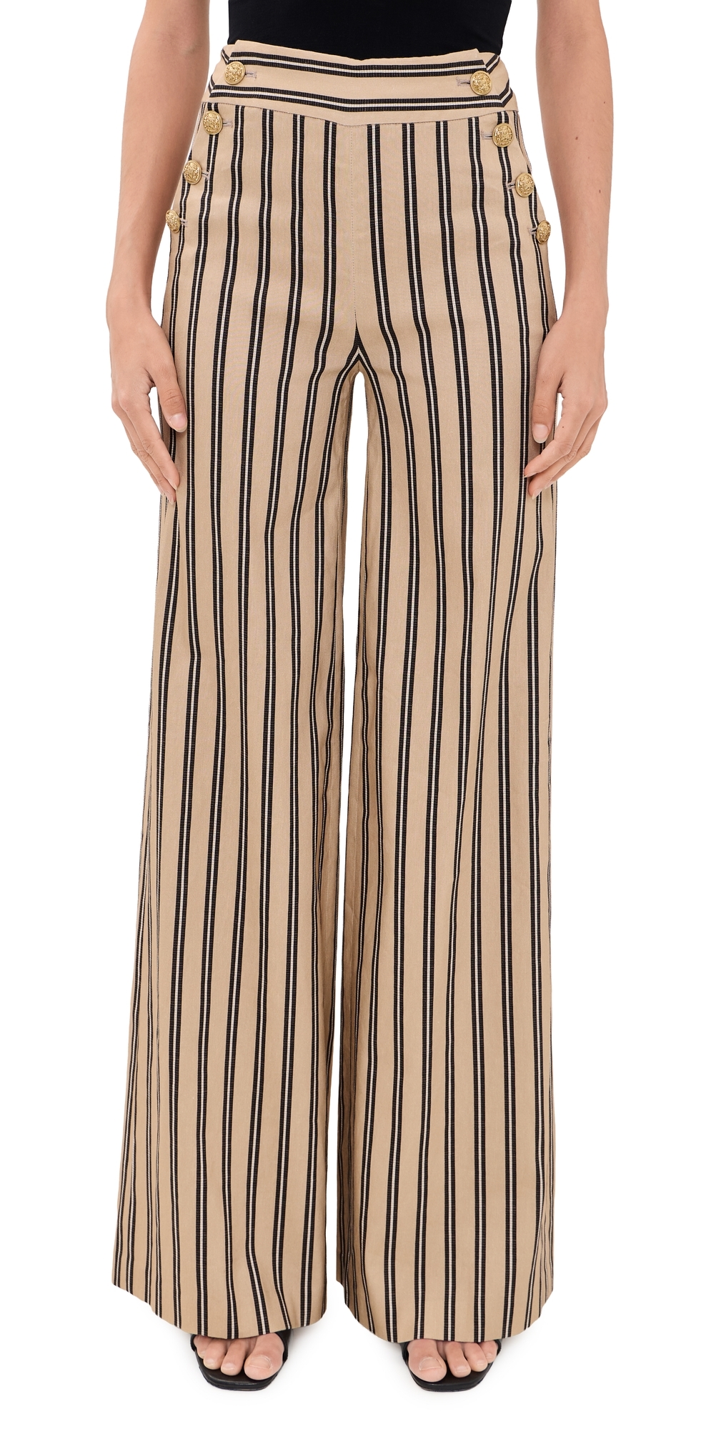 ALICE + OLIVIA Narin High Rise Ultra Wide Leg Trousers Beach Day Stripe Sm ALICE + OLIVIA Narin High Rise Ultra Wide Leg Trousers Beach Day Stripe Sm