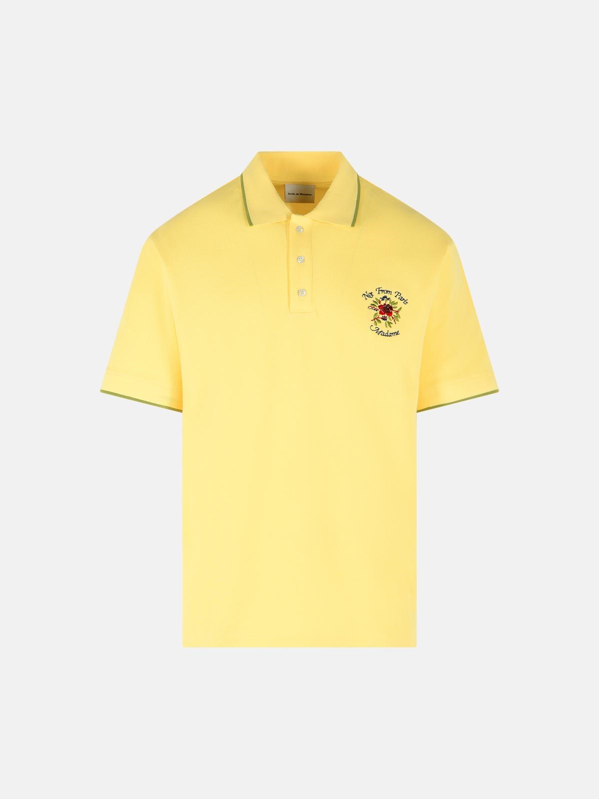 DROLE DE MONSIR ‘Slogan Rose’ Yellow Cotton Polo Shirt DROLE DE MONSIR ‘Slogan Rose’ Yellow Cotton Polo Shirt