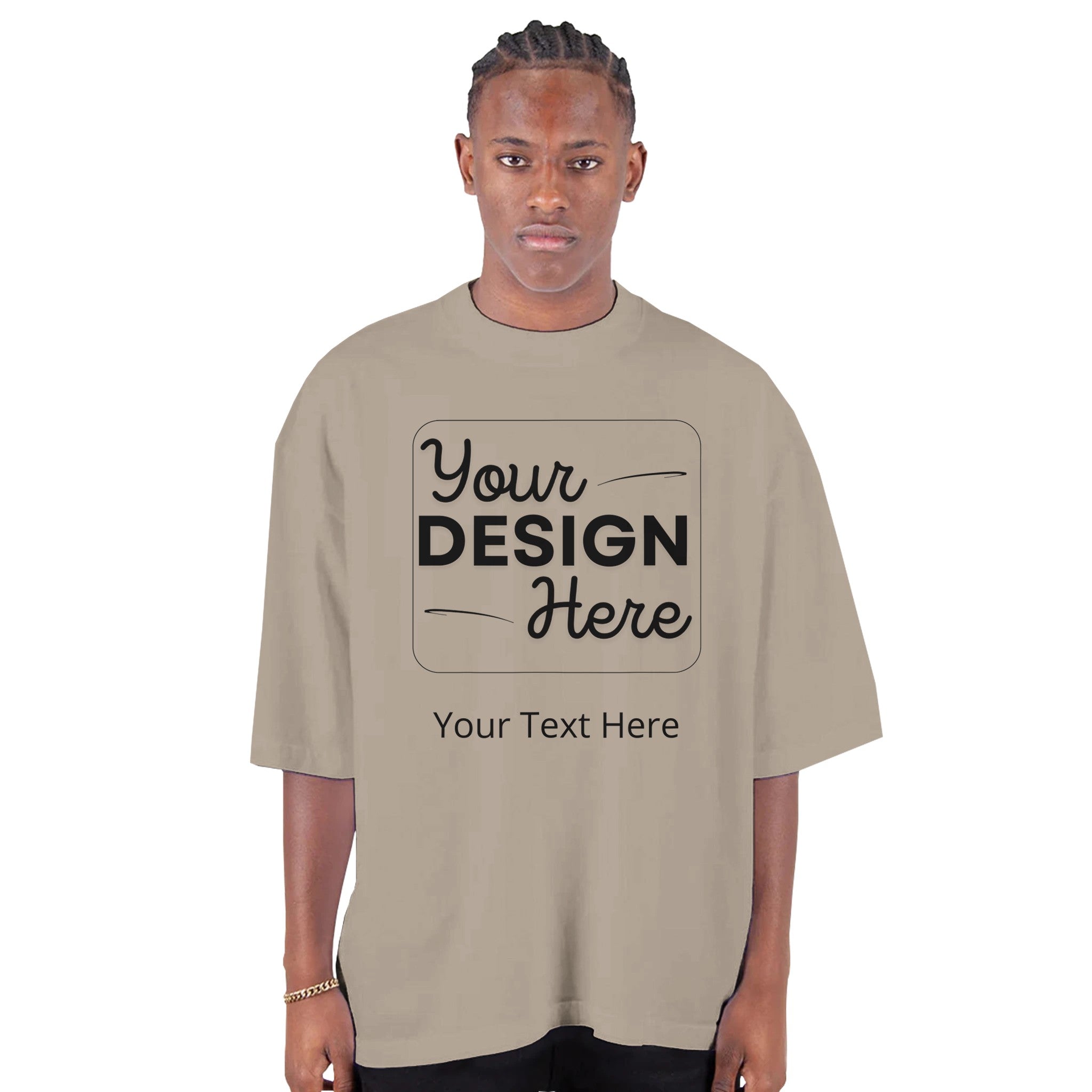 Versatile Vibes – Heavyweight Customizable Oversized Crewneck Shirt – oatmeal