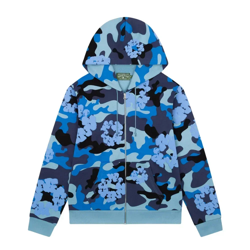 Denim Tears The Cotton Wreath Zip Sweatshirt Blue Camo Denim Tears The Cotton Wreath Zip Sweatshirt Blue Camo