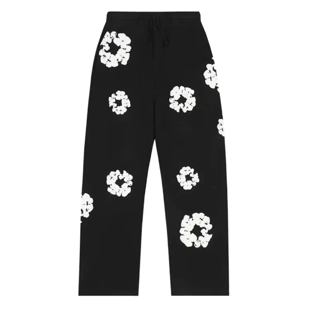 Denim Tears Cotton Wreath Baggy Sweatpants Black Denim Tears Cotton Wreath Baggy Sweatpants Black
