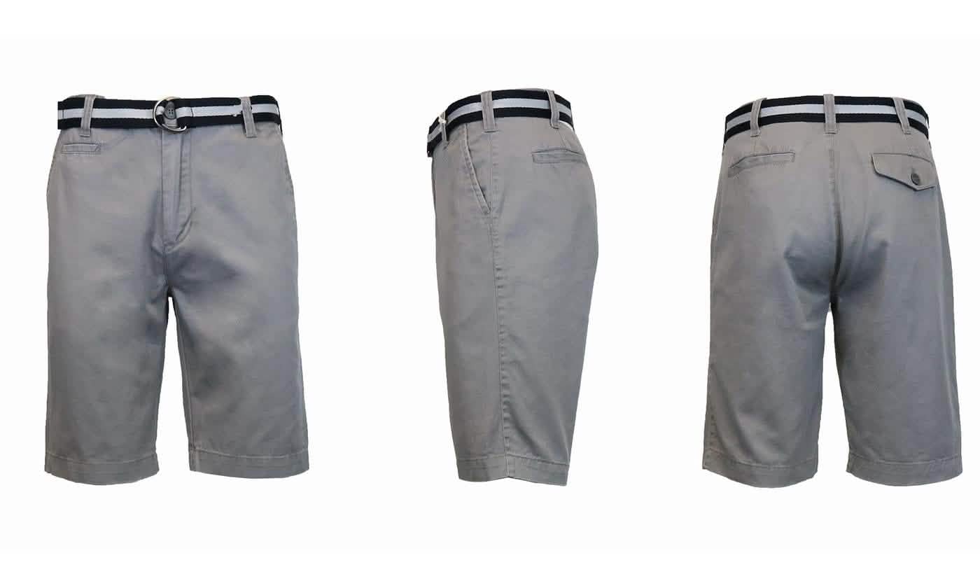 Men’s Slim Fit Flat Front Belted Shorts – Assorted Colors and Sizes – Gray Men’s Slim Fit Flat Front Belted Shorts – Assorted Colors and Sizes – Gray