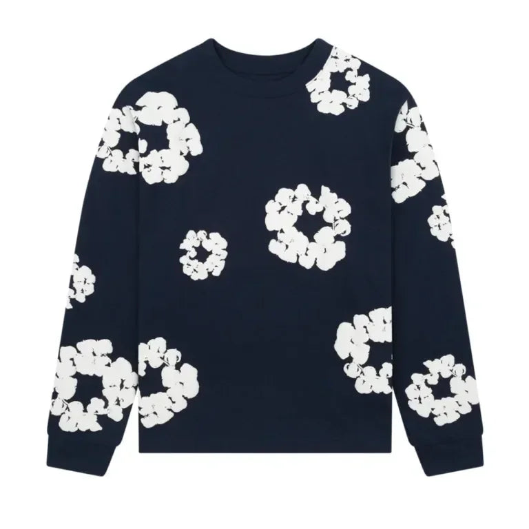 Denim Tears Long Sleeve Cotton Wreath shirt Navy Denim Tears Long Sleeve Cotton Wreath shirt Navy