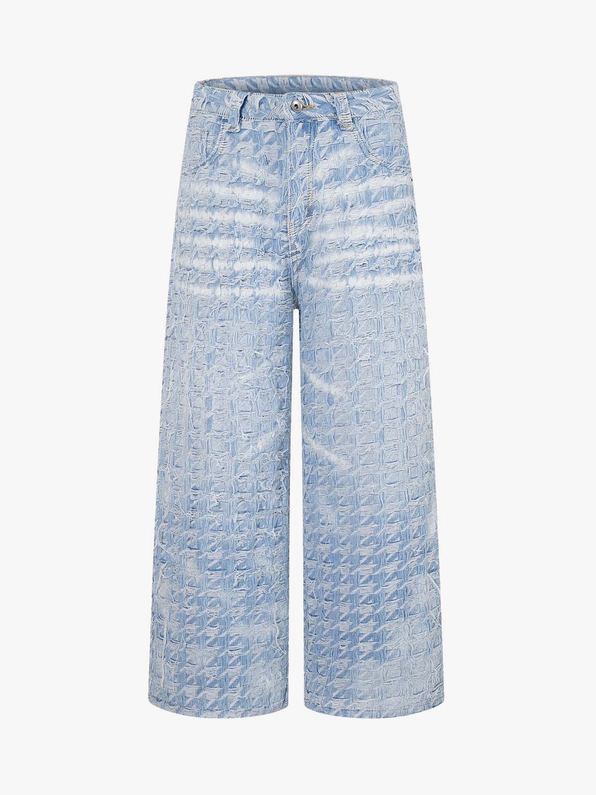 Distressed Frayed Textured Denim Jeans Distressed Frayed Textured Denim Jeans