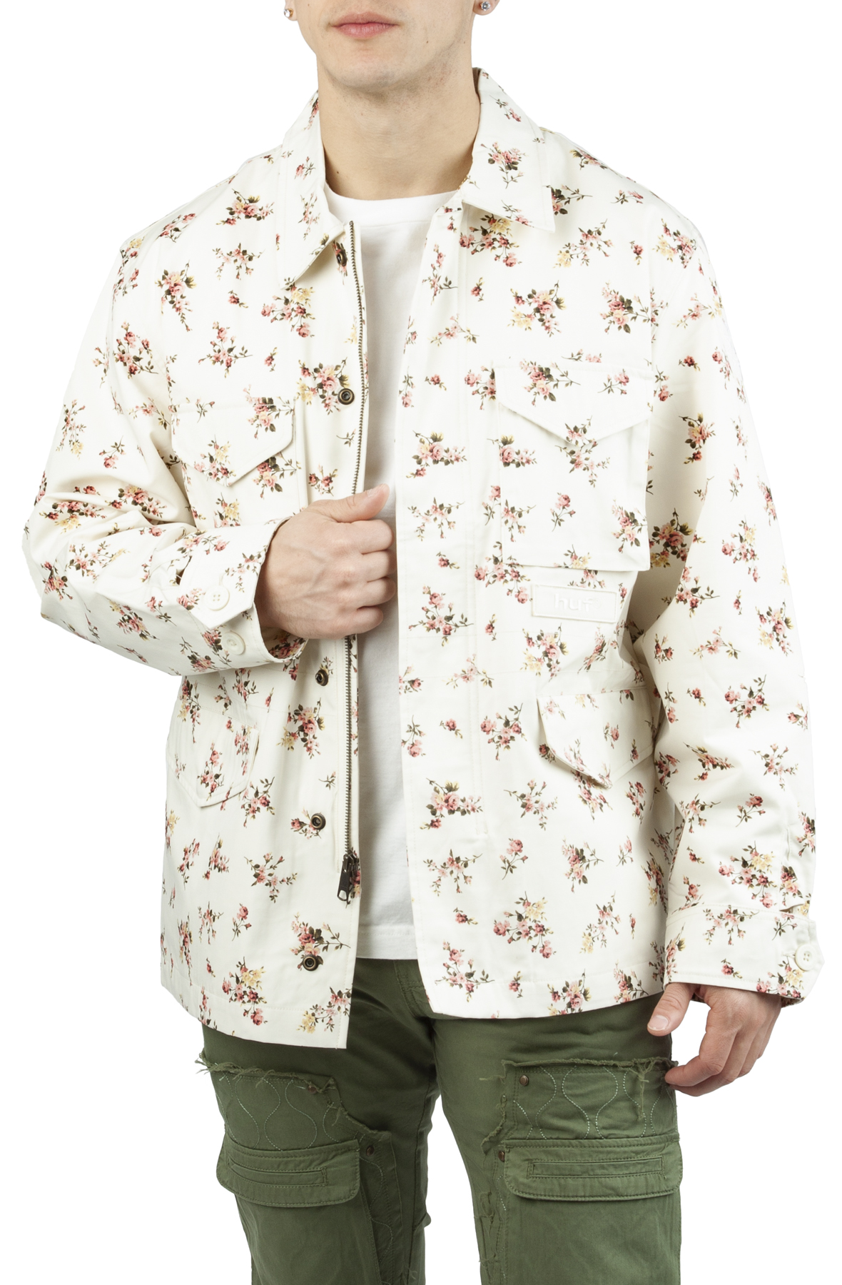 Men Floral Field Jacket Ivory Shirts Ivory Men Floral Field Jacket Ivory Shirts Ivory
