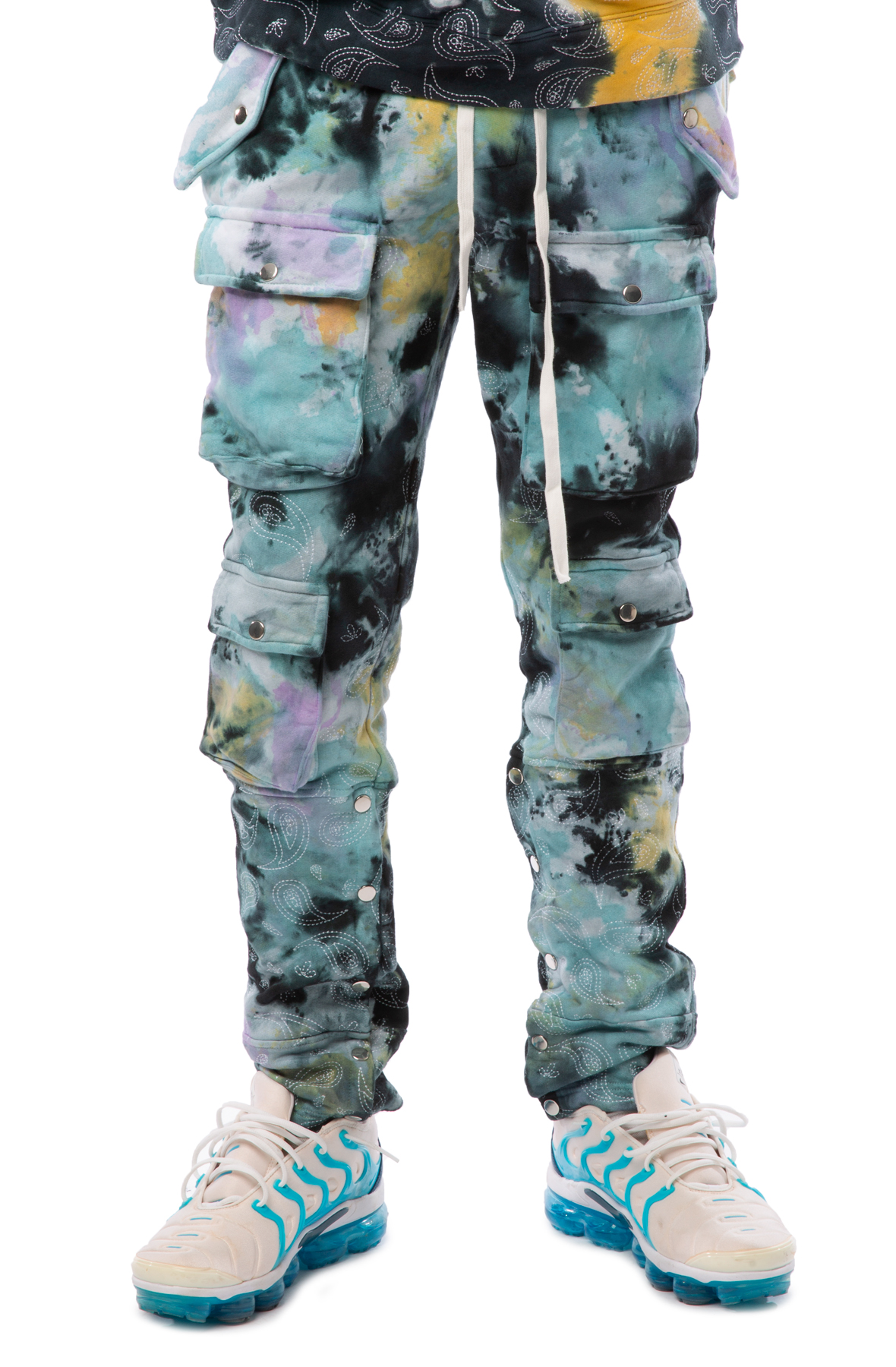 Men Olive Paisley Embroidered Cargo Joggers Tie Dye Pants Tie Dye Men Olive Paisley Embroidered Cargo Joggers Tie Dye Pants Tie Dye