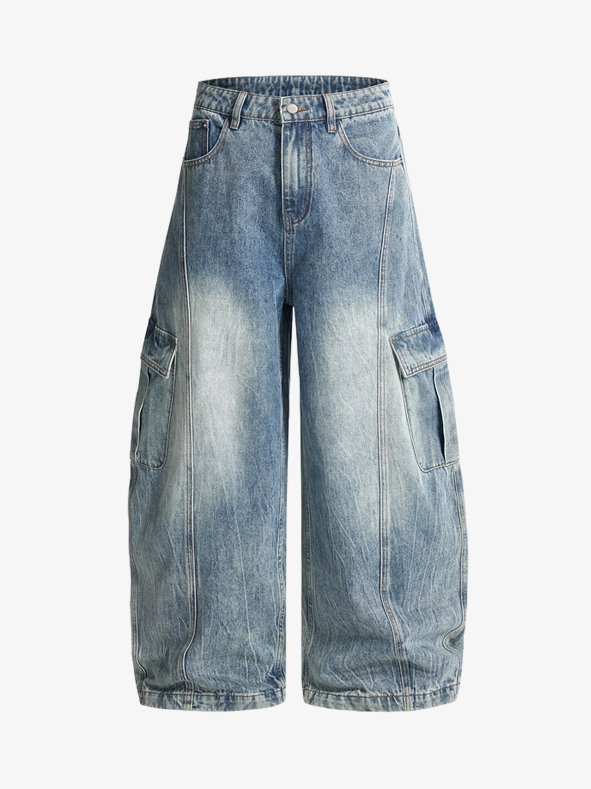 Vintage Cargo Pocket Washed Barrel Jeans Vintage Cargo Pocket Washed Barrel Jeans