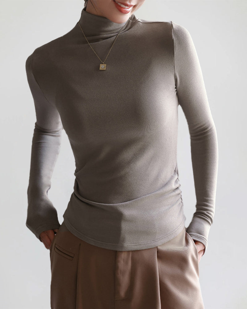 Half Turtleneck Long Sleeve Slim-fit Base shirt – Light Grey S