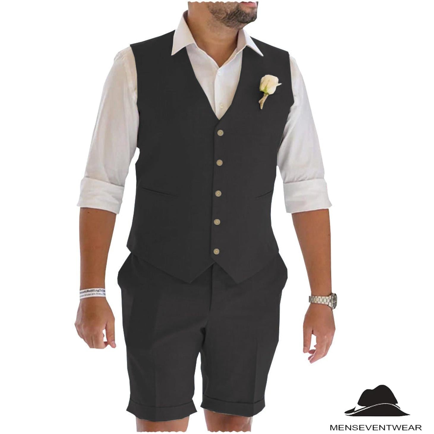 Menseventwear Casual Piece Men’s Suit Flat Linen V Neck Tuxedos Blazer+Shorts Menseventwear Casual Piece Men’s Suit Flat Linen V Neck Tuxedos Blazer+Shorts