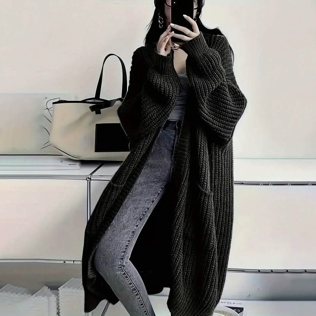 Casual Long Sleeve Drop Shoulder Long Length Outwear Cardigan Casual Long Sleeve Drop Shoulder Long Length Outwear Cardigan