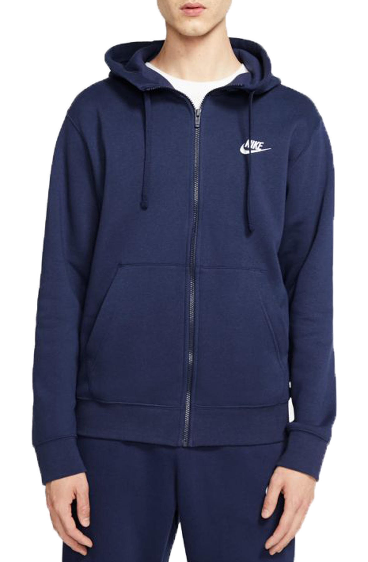 Men Sportswear Club Full-Zip Fleece Hoodie Midnight NavyWhite Sweatshirts Midnight NavyWhite