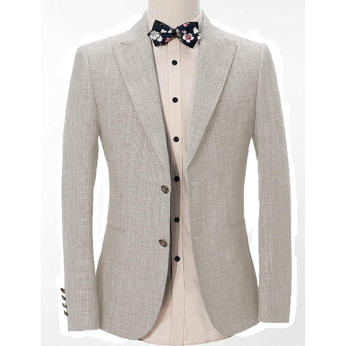 Ceehuteey Men’s Peak Lapel Blazer – Beige R