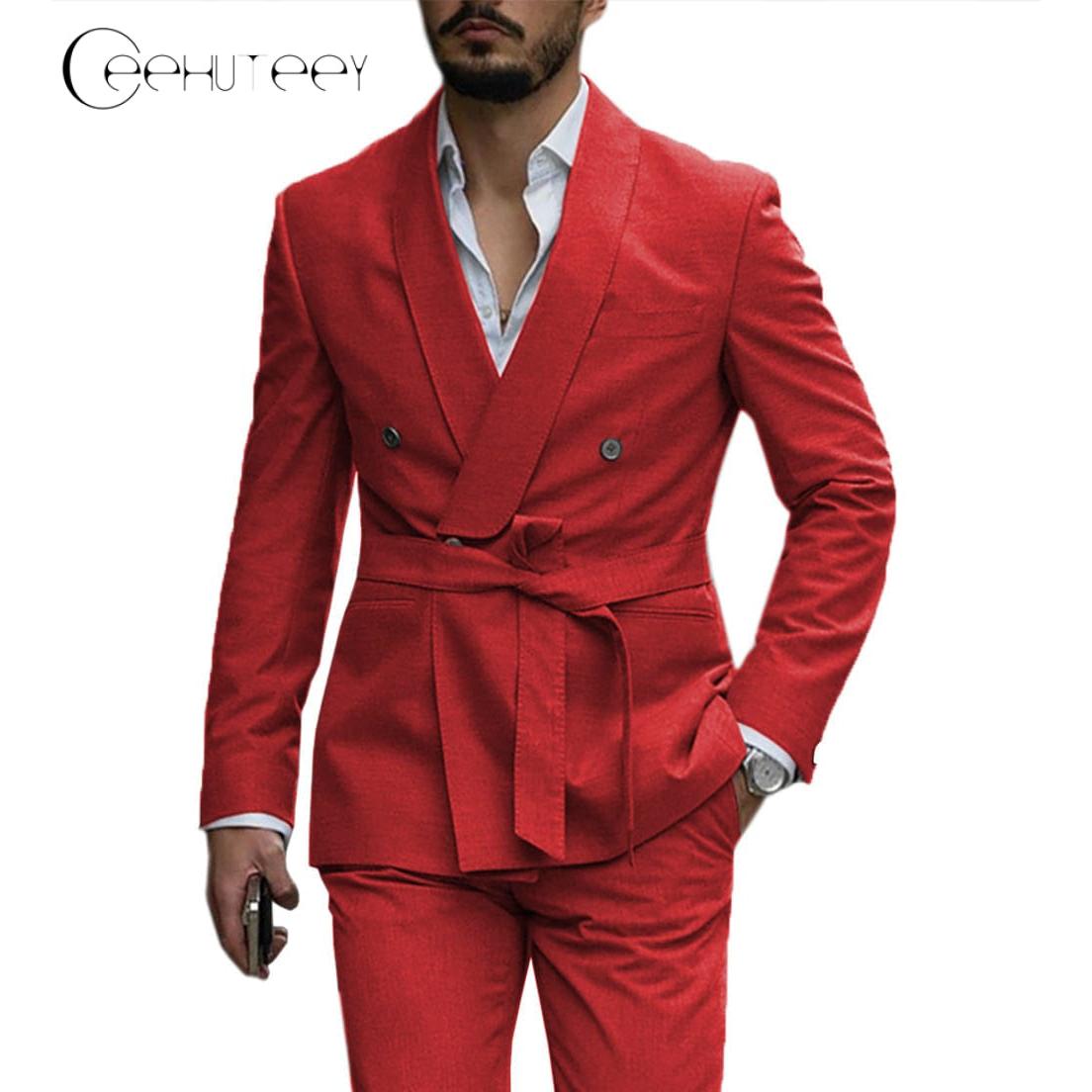 Ceehuteey Mens Suit Double Breasted Shawl Lapel Pieces Blazer+Pants – Red R Ceehuteey Mens Suit Double Breasted Shawl Lapel Pieces Blazer+Pants – Red R