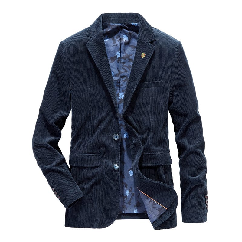 Ceehuteey Corduroy Men’s Leisure Notch Lapel Suit Blazer – Blue R