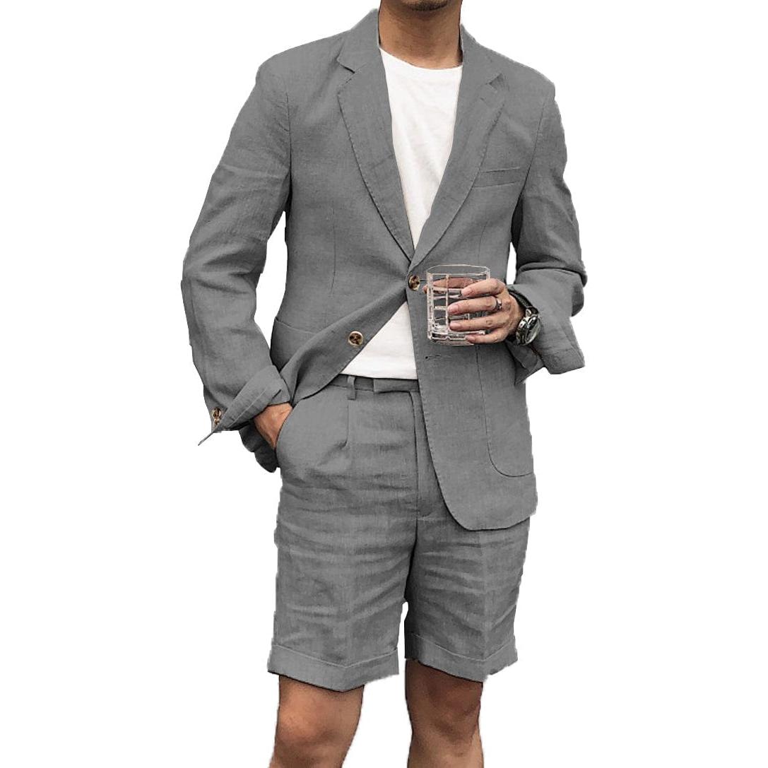 Ceehuteey Men’s Piece Linen Suit Suits Summer Blazer+Pants – Grey R Ceehuteey Men’s Piece Linen Suit Suits Summer Blazer+Pants – Grey R