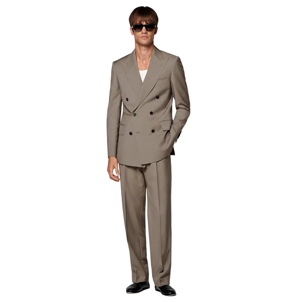 Men’s Pieces Double Breasted Peak lapel Mens Suit Blazer+Pants – Brown R Men’s Pieces Double Breasted Peak lapel Mens Suit Blazer+Pants – Brown R