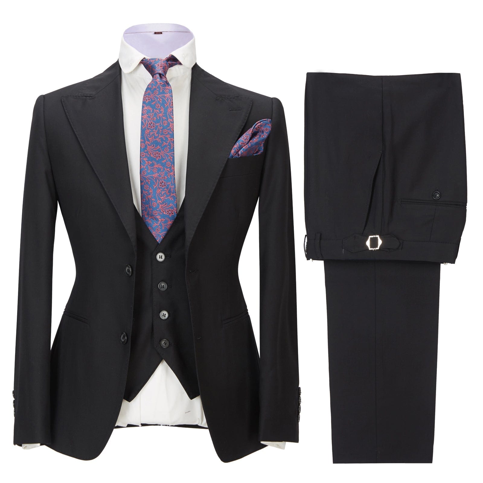 Ceehuteey Men’s Piece Suit Peak Lapel Suits Blazer+Vest+Pants – Black R Ceehuteey Men’s Piece Suit Peak Lapel Suits Blazer+Vest+Pants – Black R