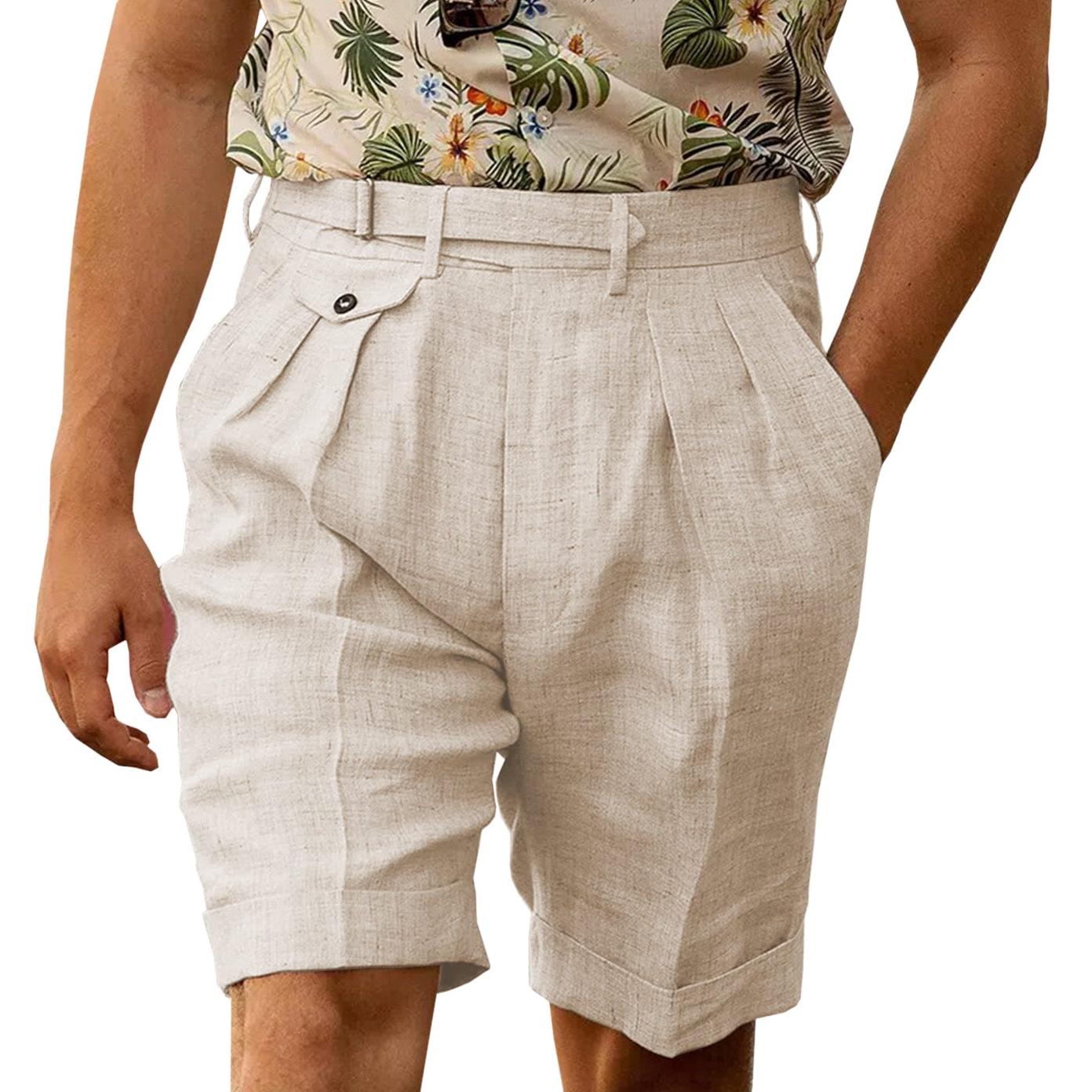Ceehuteey Men’s Linen Short Pants Gorg Trousers – Beige W Ceehuteey Men’s Linen Short Pants Gorg Trousers – Beige W