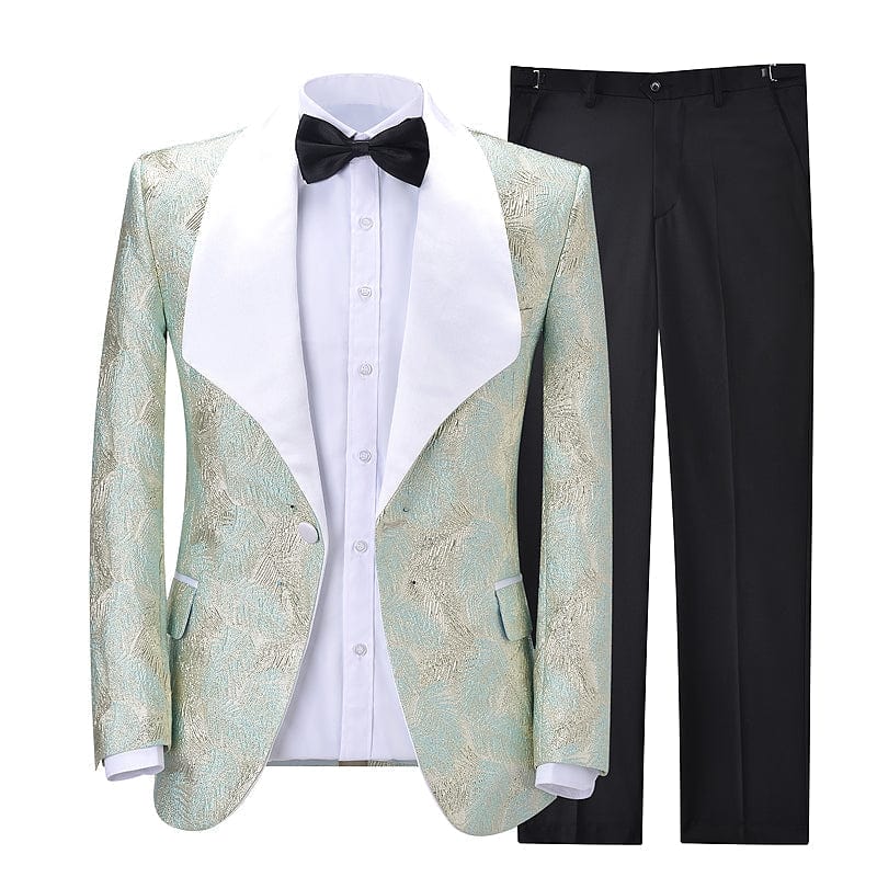 Ceehuteey Men’s Floral Shawl Lapel Patterned Blazer Dress Suit Blazer+Pants – Light Green R Ceehuteey Men’s Floral Shawl Lapel Patterned Blazer Dress Suit Blazer+Pants – Light Green R