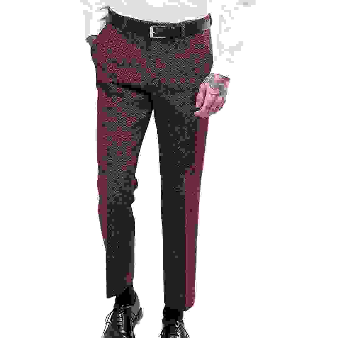 Ceehuteey Men’s Herringbone Tweed Trousers – Burgundy W X L Ceehuteey Men’s Herringbone Tweed Trousers – Burgundy W X L