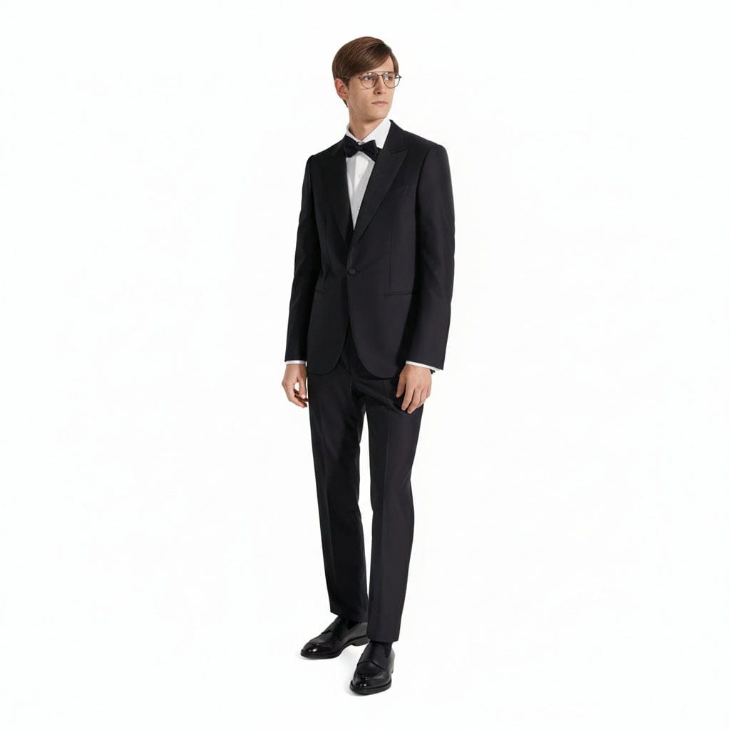 Ceehuteey Men’s Piece Solid Peak Lapel Suit Blazer+ Pant – Black R