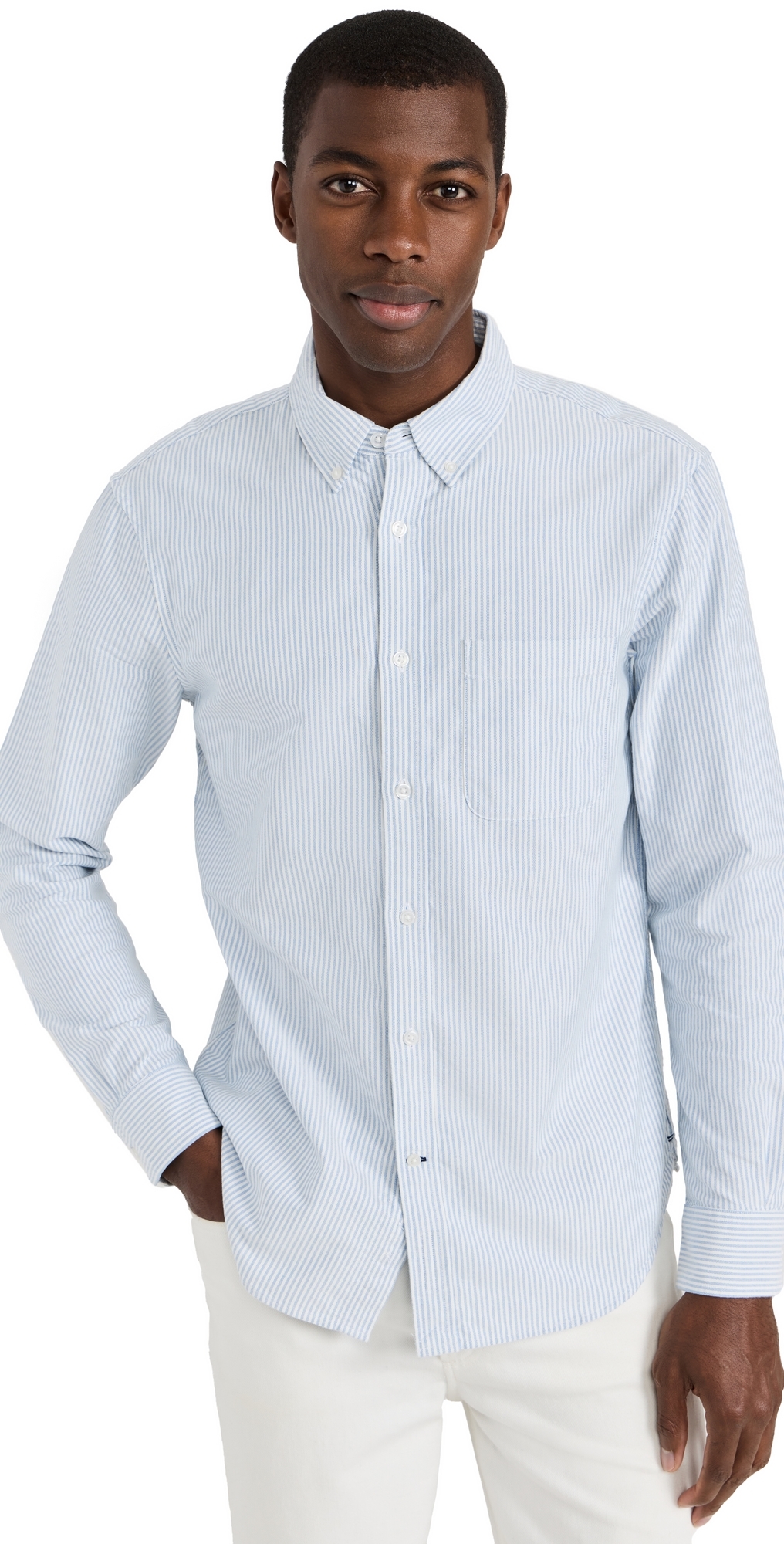 Club Monaco Long Sleeve Stripe Oxford Shirt BlueWhite Stripe X