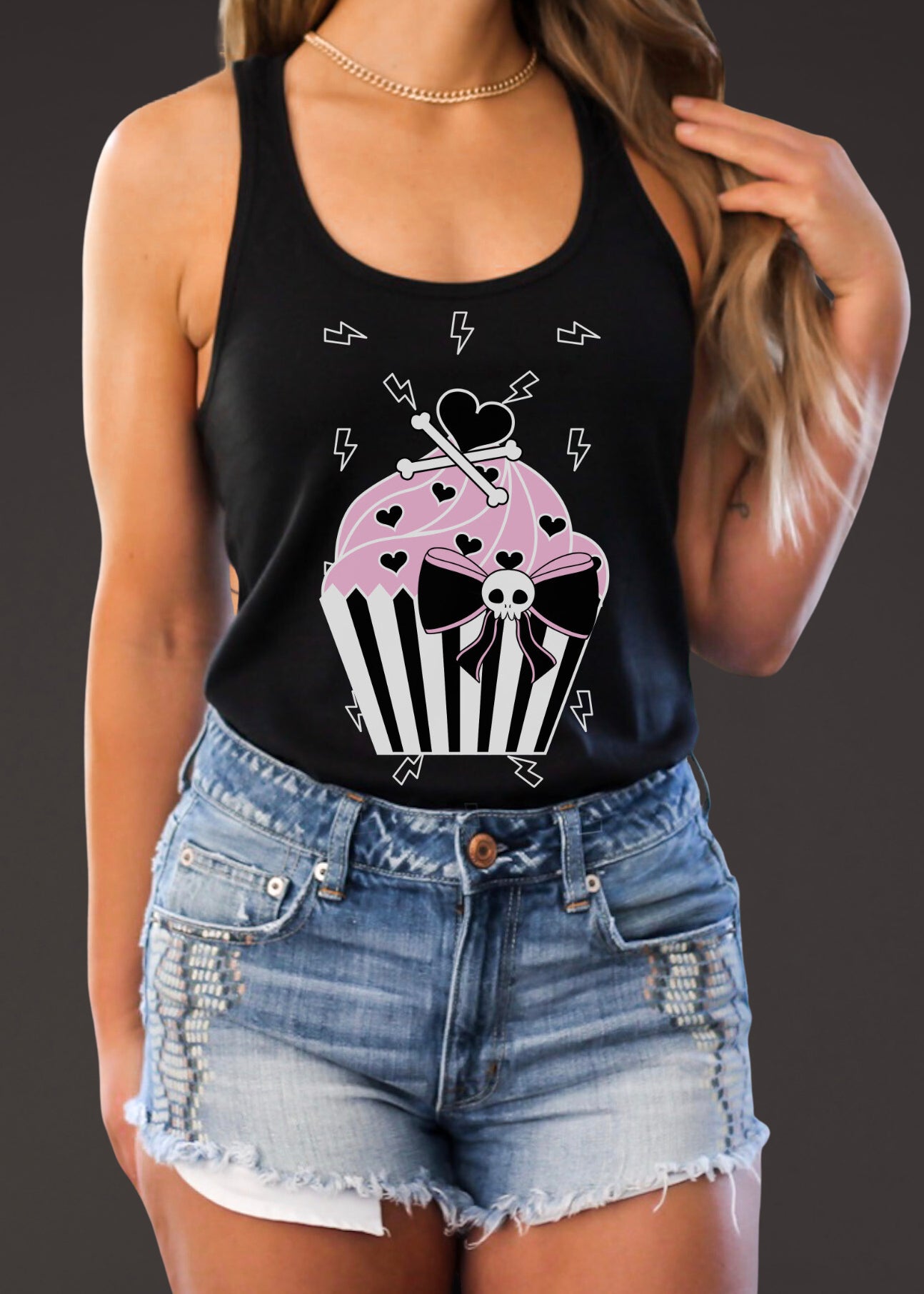 Cupcake Skull Tank Top – L Black Cupcake Skull Tank Top – L Black