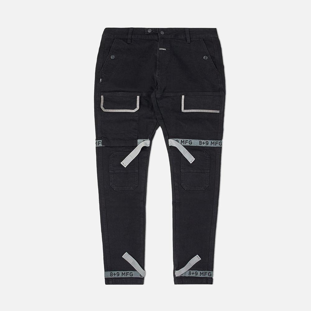 Strapped Up Slim Jeans Jet Black Grey Straps Strapped Up Slim Jeans Jet Black Grey Straps