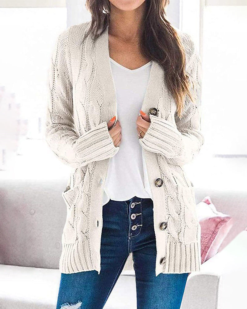 Plain Twist Button Cardigan Sweater – Sky Blue Plain Twist Button Cardigan Sweater – Sky Blue