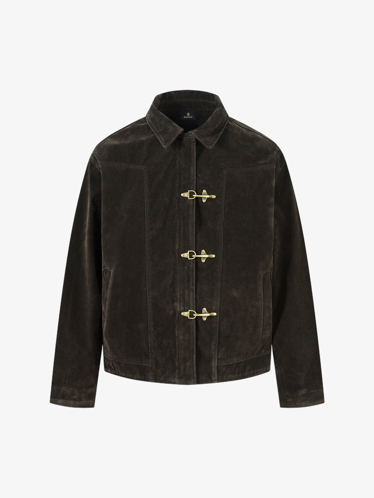 Retro Unique Metal Button Lapel Suede Bomber Jacket Retro Unique Metal Button Lapel Suede Bomber Jacket