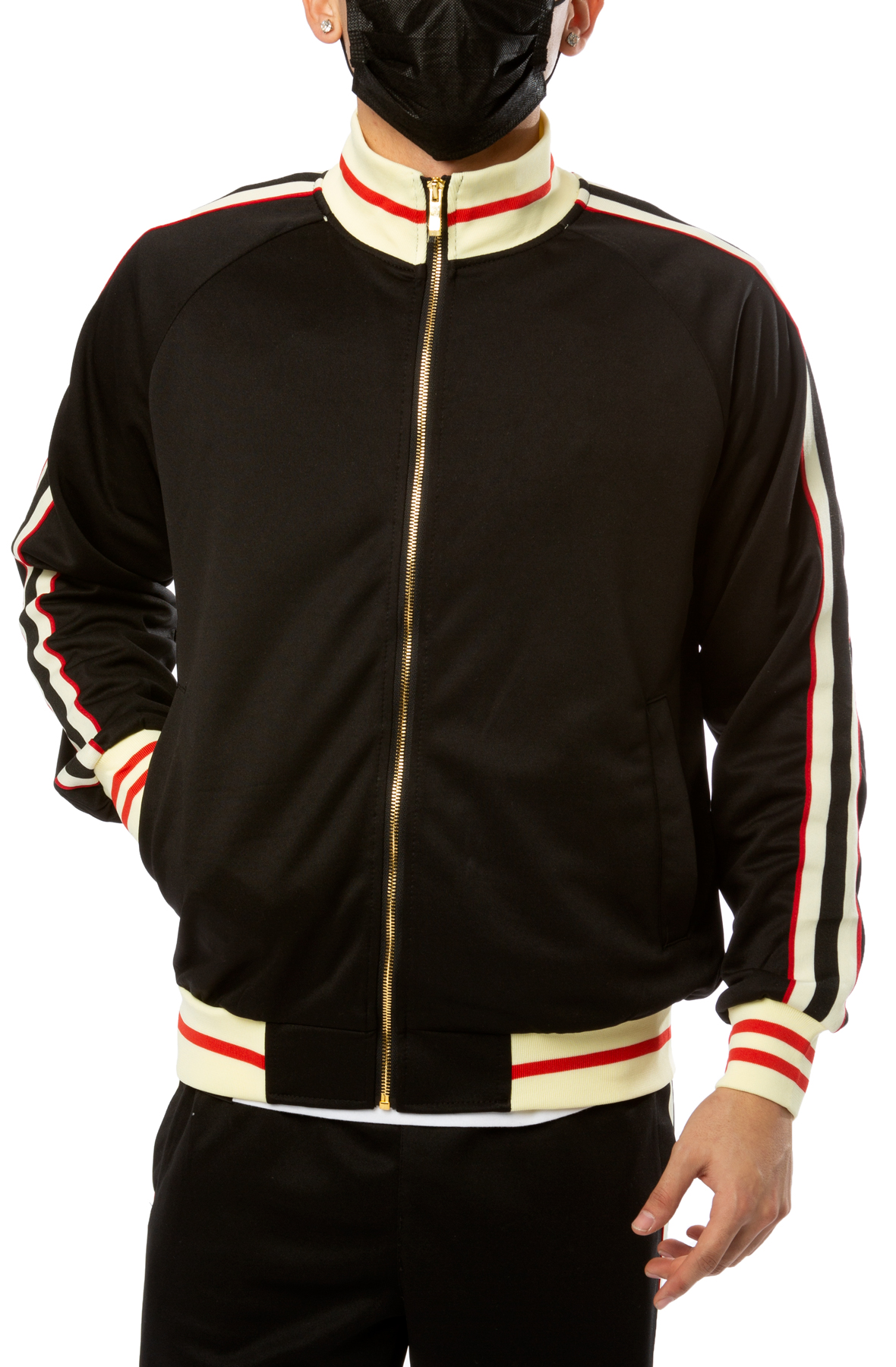 Men Vice City Striped Track Jacket Black Jackets Black Men Vice City Striped Track Jacket Black Jackets Black