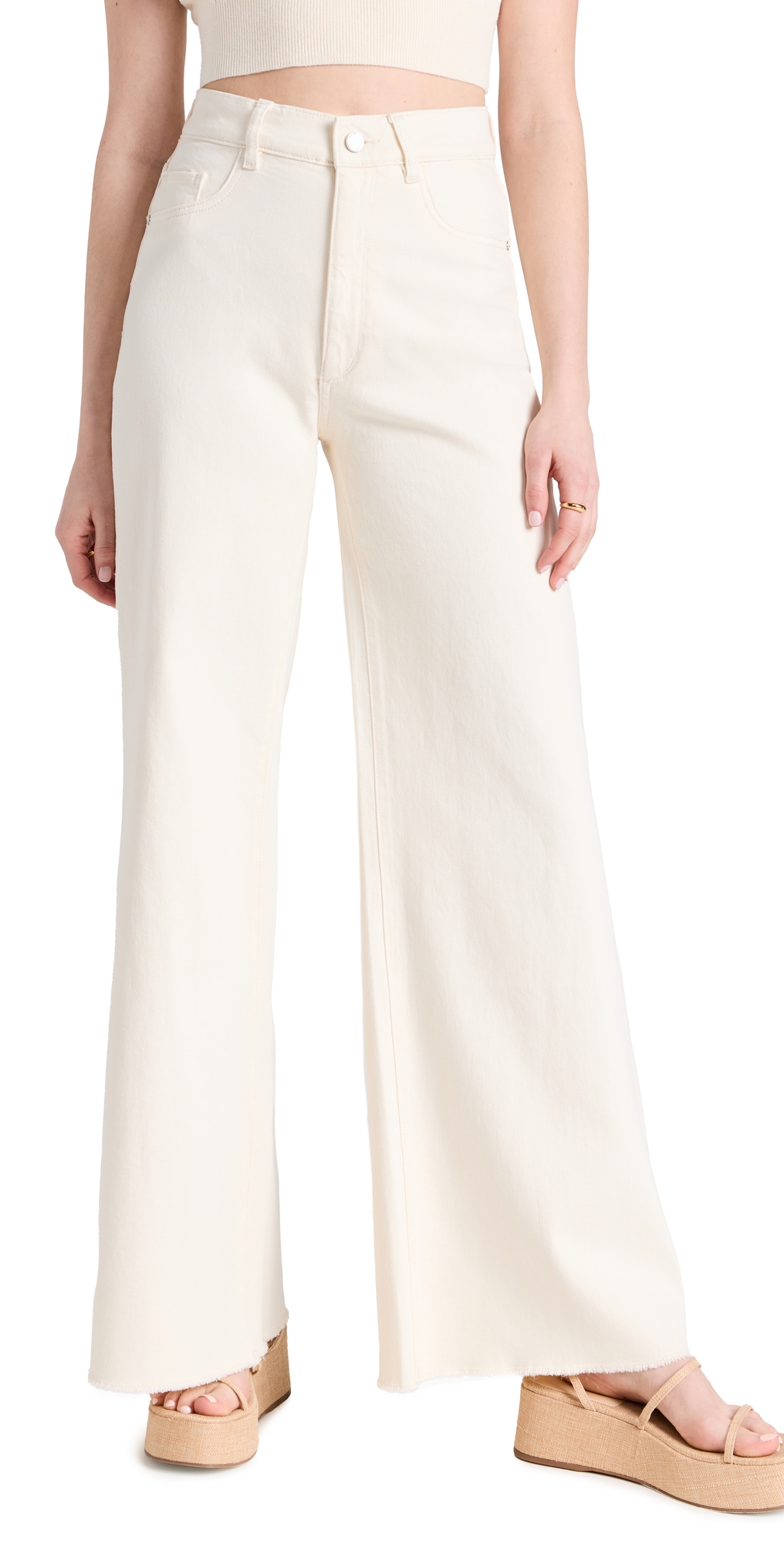 DL Hepburn Wide Leg Jeans Ecru