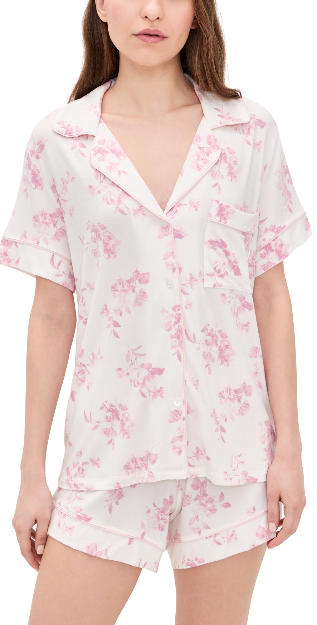 Eberjey Gisele Printed Relaxed Shorts Pajama Set Rose Garden