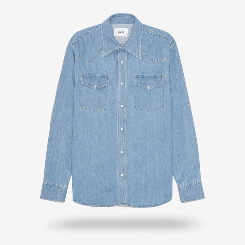 No Nationality NN Ricky Denim Shirt in Blue, size Large