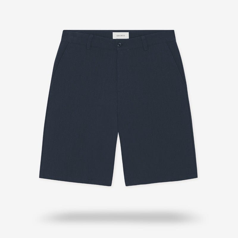 Les Deux Randall Seersucker Suit Shorts in Dark Navy, size , CottonPolyester Les Deux Randall Seersucker Suit Shorts in Dark Navy, size , CottonPolyester