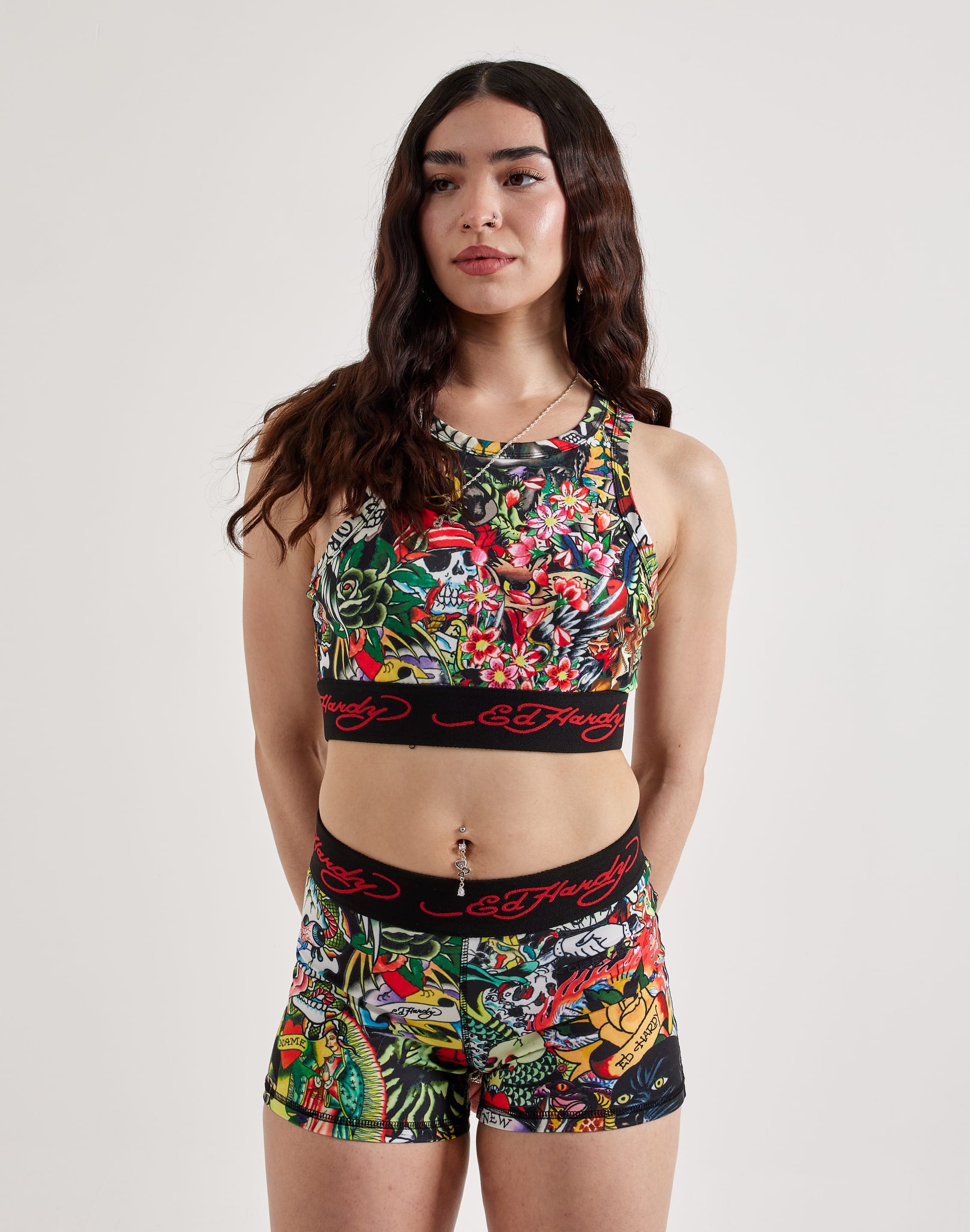 Ed Hardy Tattoo Collage Fitted Tank Top Ed Hardy Tattoo Collage Fitted Tank Top