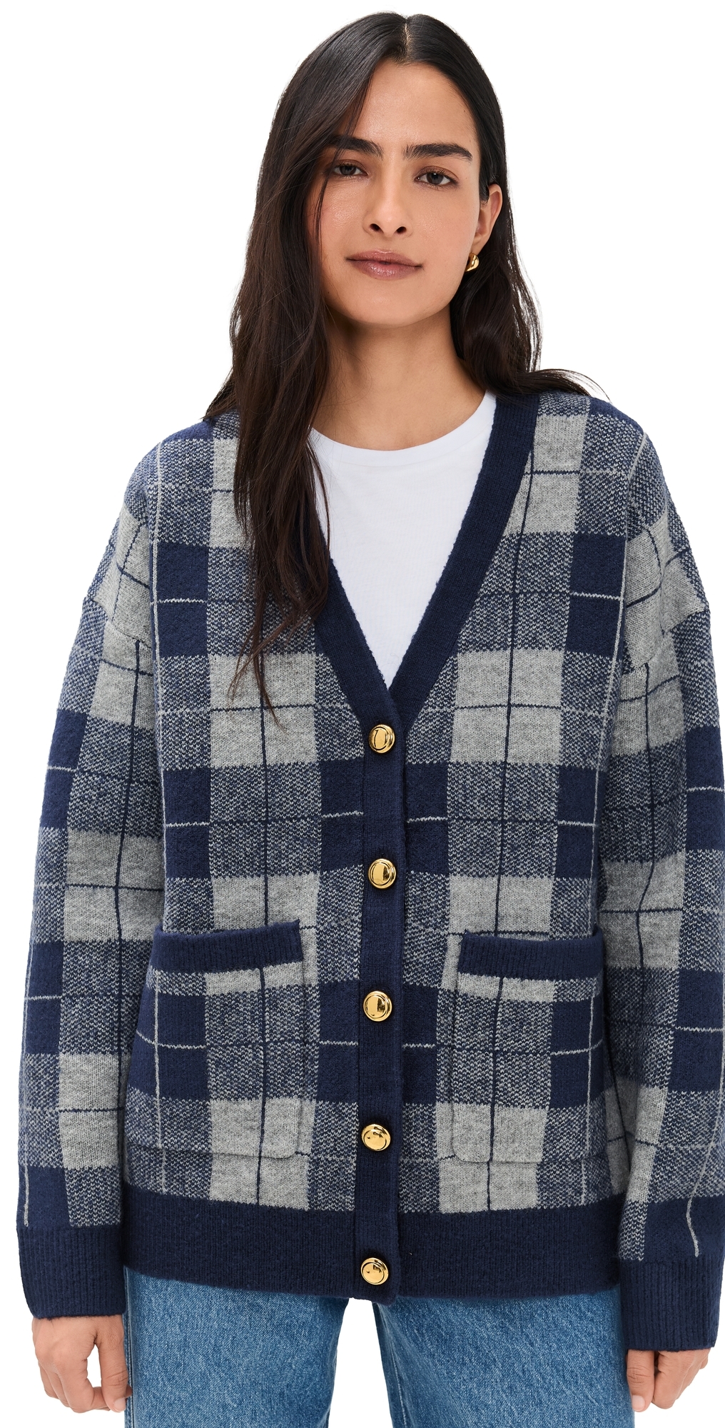 English Factory Check Cardigan NavyGrey English Factory Check Cardigan NavyGrey