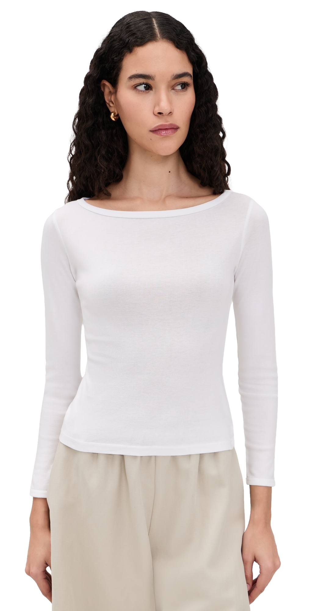 Enza Costa Fine Cotton Boat Neck Long Sleeve Top White Enza Costa Fine Cotton Boat Neck Long Sleeve Top White