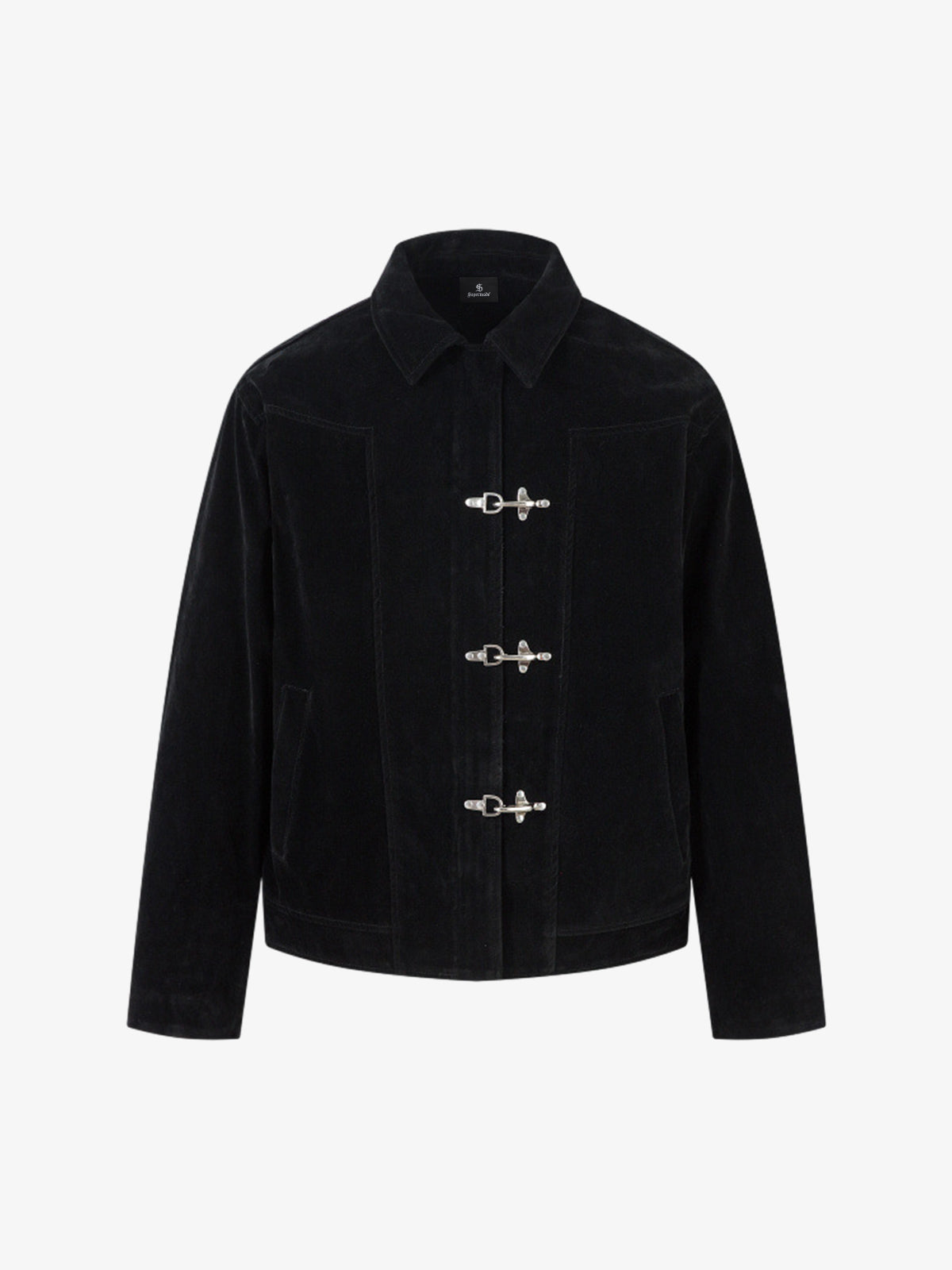 Retro Unique Metal Button Lapel Suede Bomber Jacket