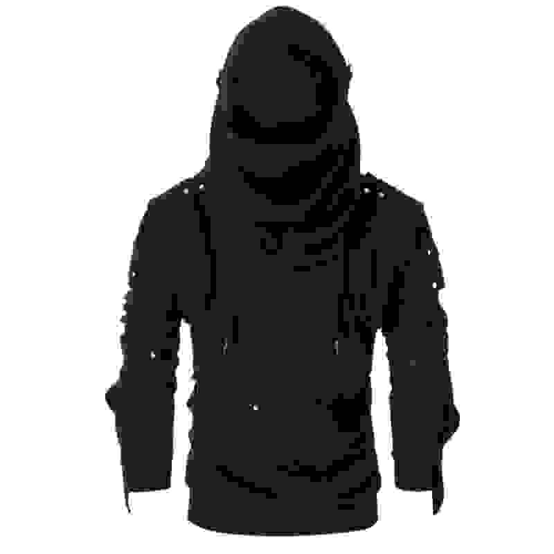 Men’s Vintage Masked Rivet Long Sleeve Hoodie U