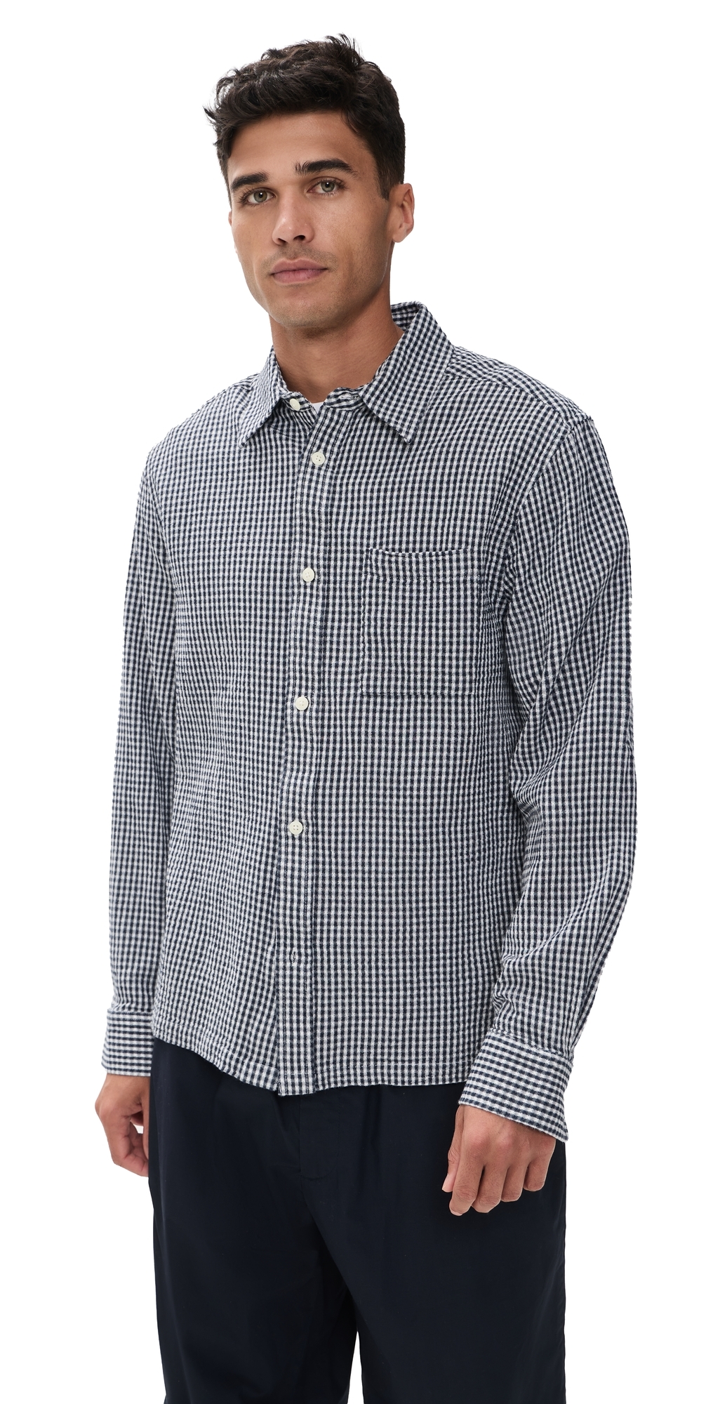 Far Afield Gingham Costa Shirt Navy