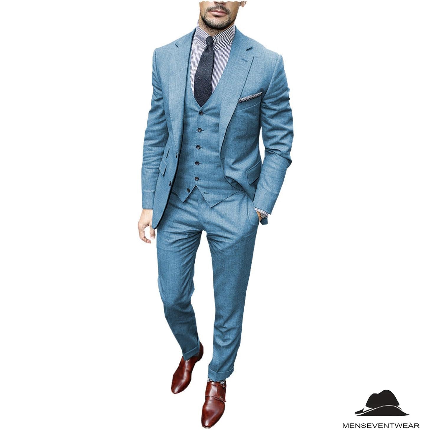 Menseventwear Fashion Pieces Mens Suit Flat Notch Lapel Tuxedos For Wedding Blazer+vest+Pants Menseventwear Fashion Pieces Mens Suit Flat Notch Lapel Tuxedos For Wedding Blazer+vest+Pants