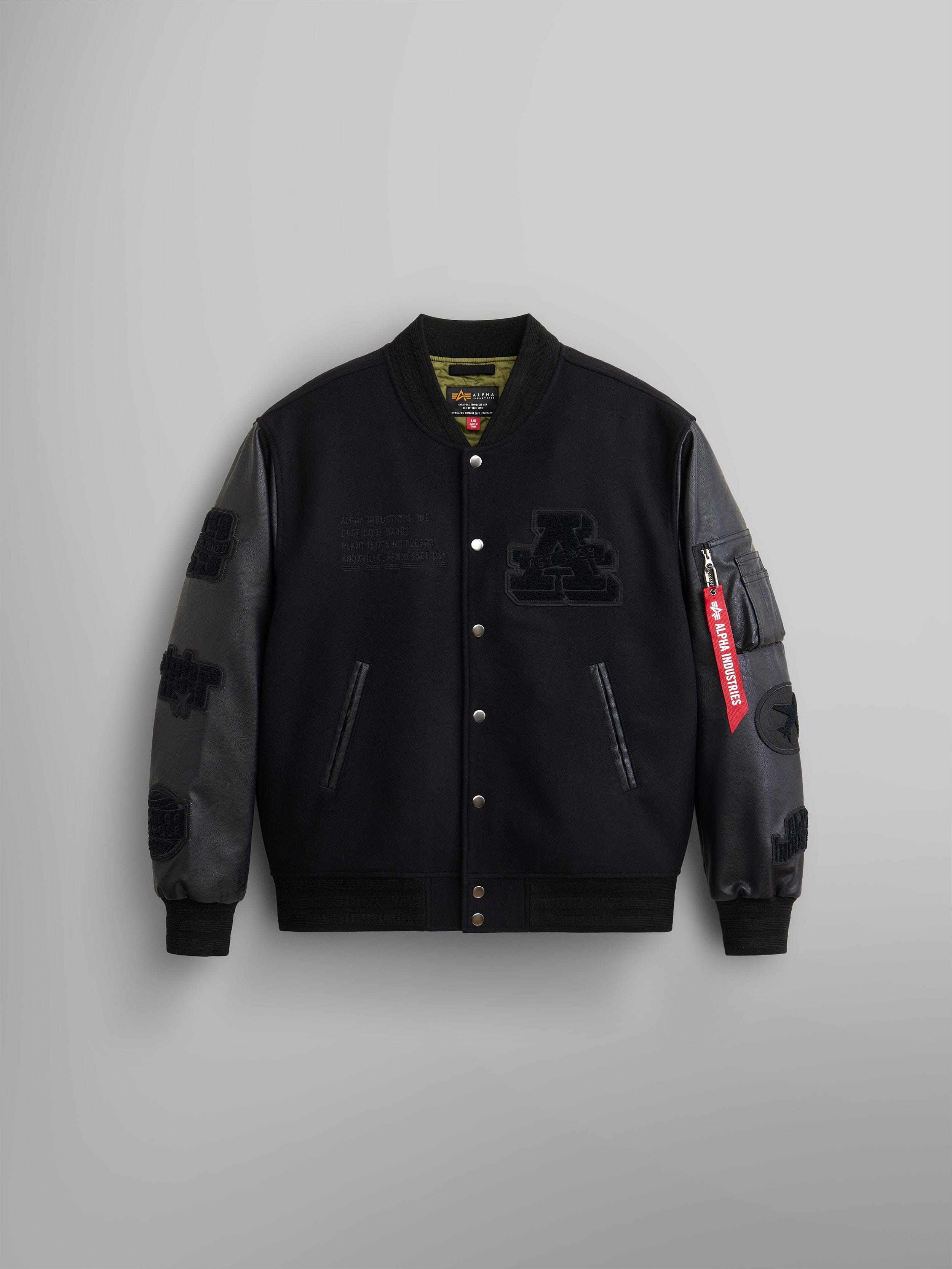 FAUX LEATHER MA- VARSITY BOMBER JACKET FAUX LEATHER MA- VARSITY BOMBER JACKET
