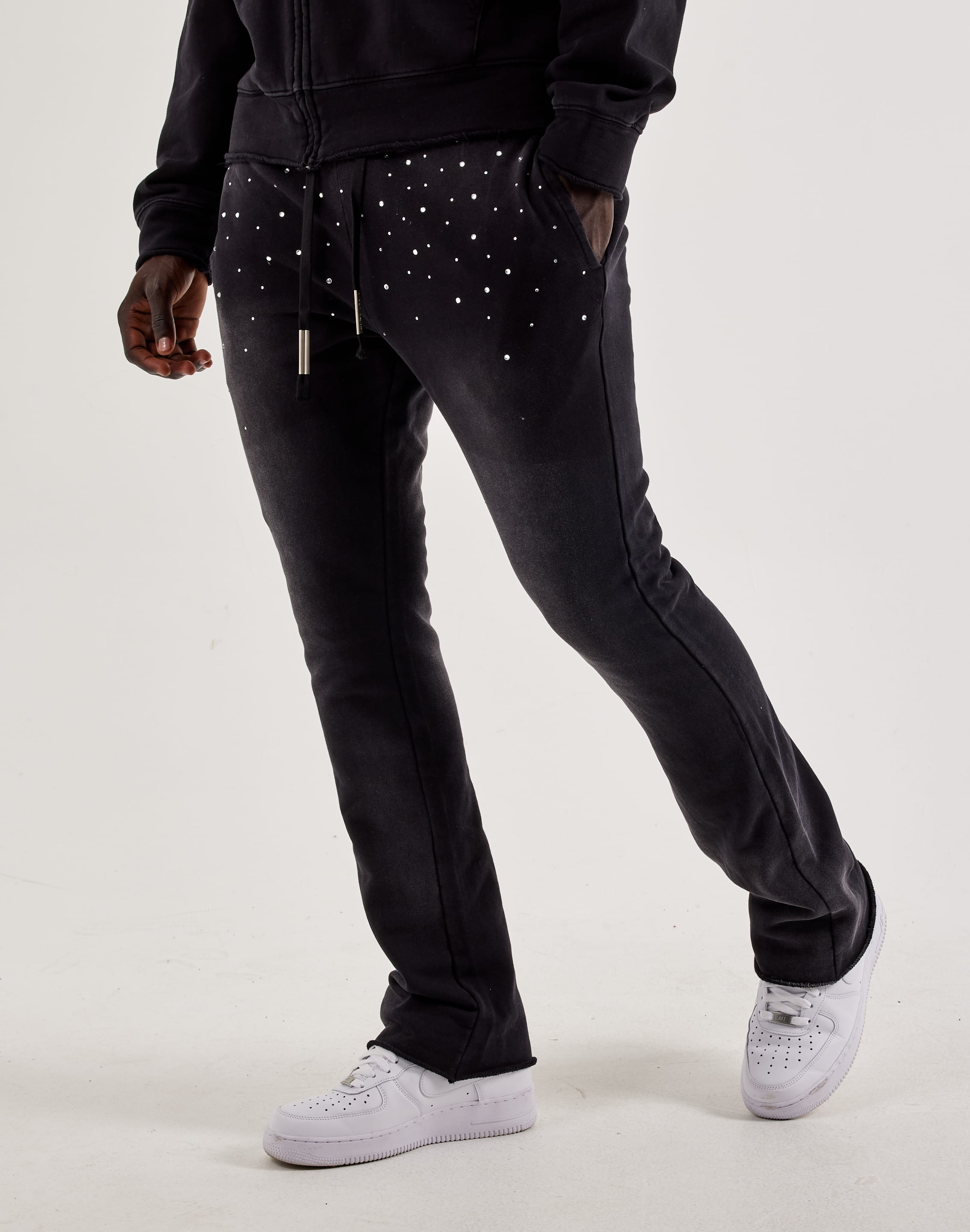 First Row Rhinestone Stacked Fleece Joggers First Row Rhinestone Stacked Fleece Joggers