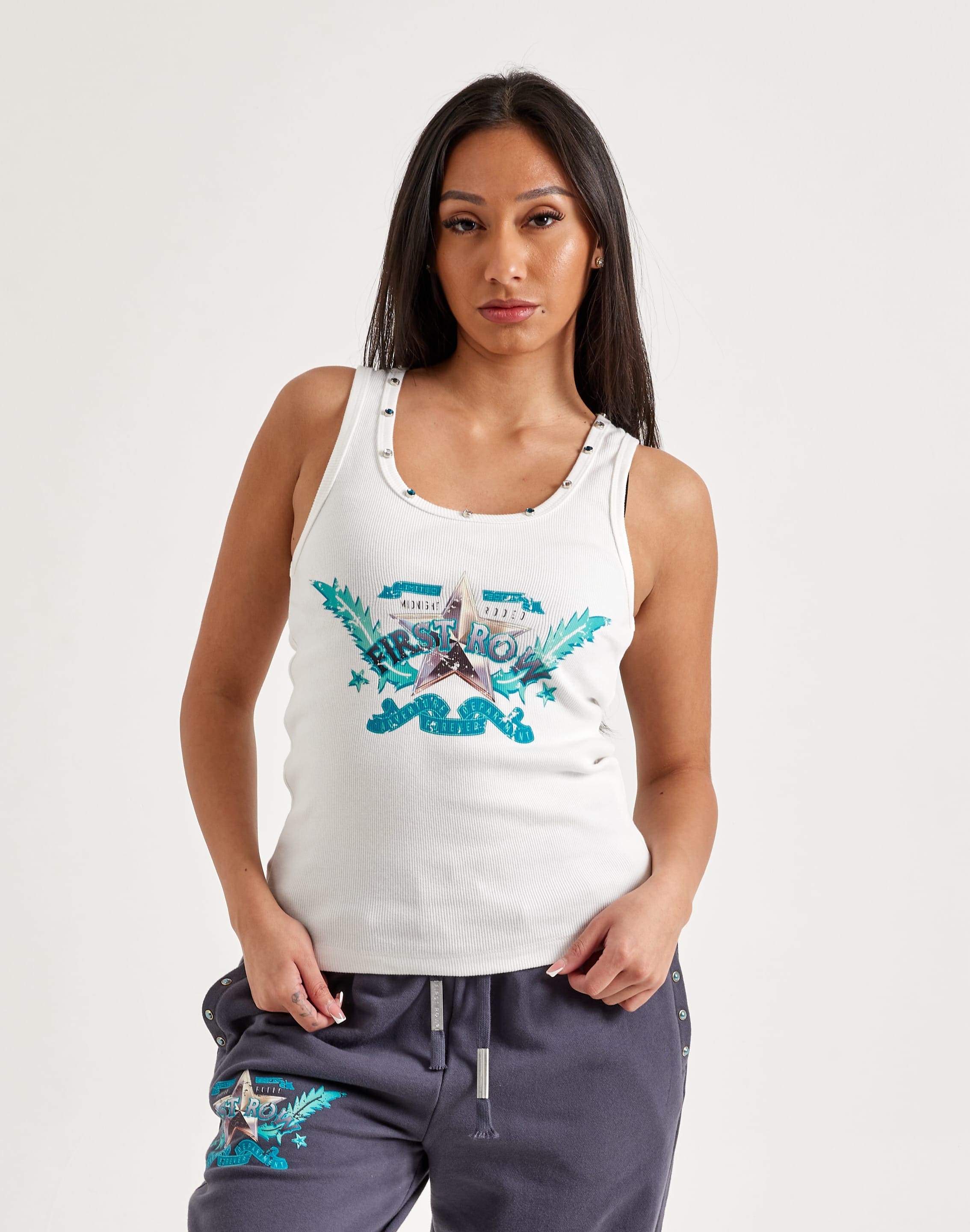 First Row Washed Graphic Tank Top First Row Washed Graphic Tank Top