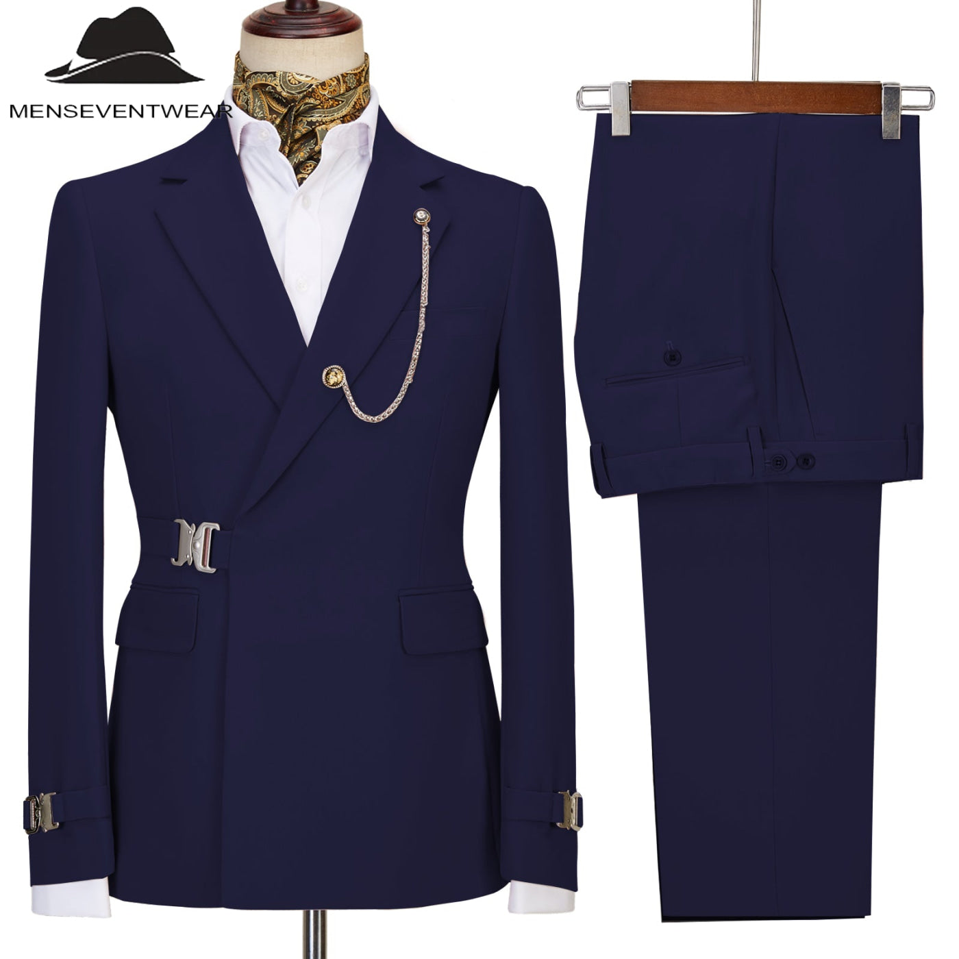 Menseventwear Formal Men’s Piece Men’s Suit Regular Fit Notched Lapel Tuxedo Blazer + Pants