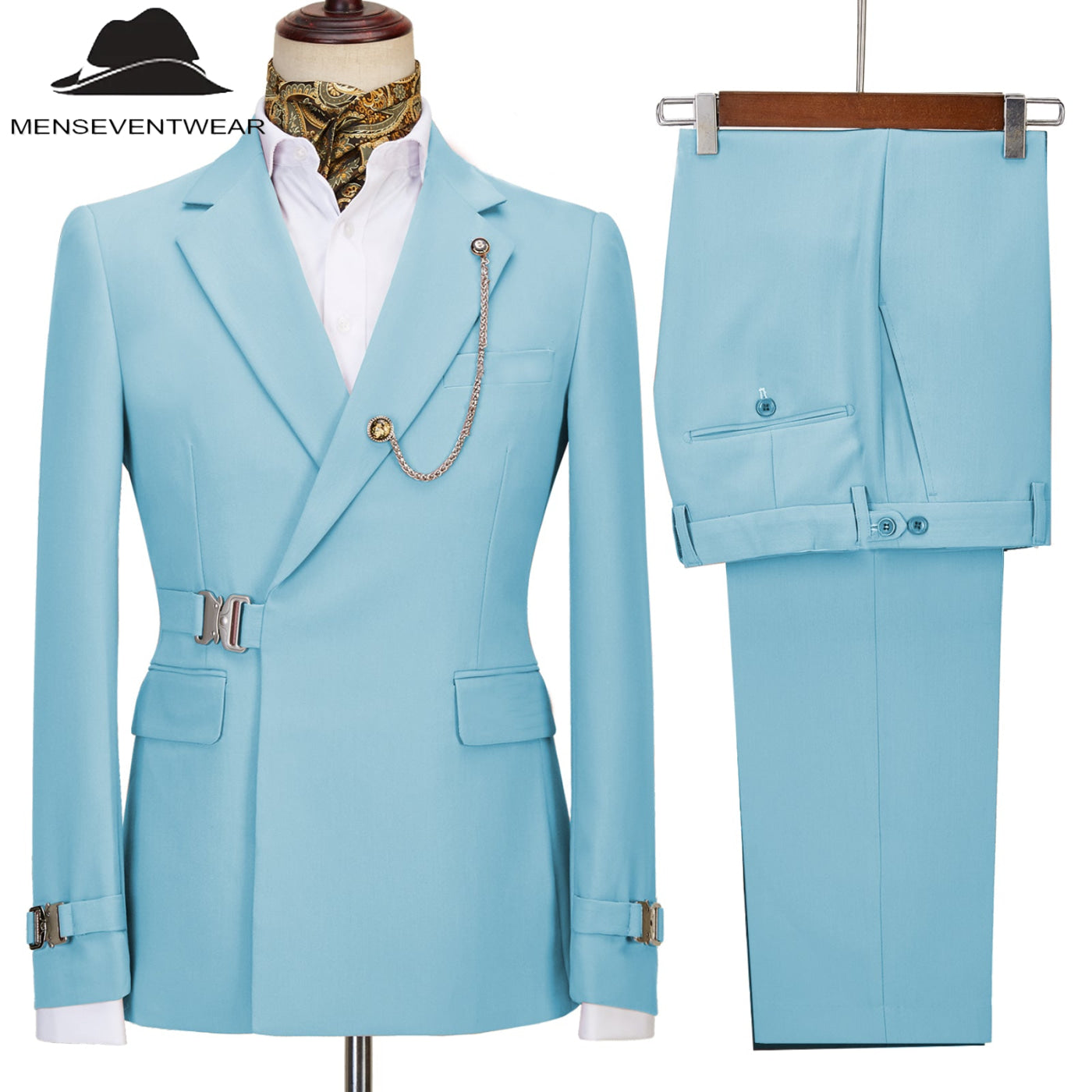Menseventwear Formal Men’s Piece Men’s Suit Regular Fit Notched Lapel Tuxedo For Wedding Blazer + Pants